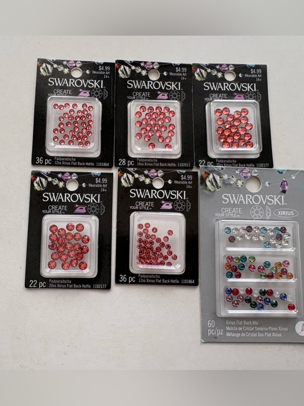 Swarovski Xirius Flat Back Rhinestones - Padparadscha and Mix